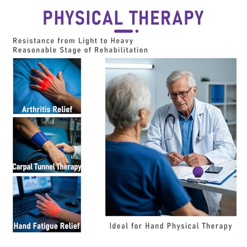 3-Pack Hand Therapy Stress Balls – Squeeze Balls for Finger, Wrist & Forearm Exercise, Multi-Resistance Grip Strength Trainer for Adults, Stress Relief & Relaxation