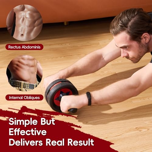 Ab Roller Wheel for Abs Workout - Abdominal Exercise Equipment with 2 Knee Pads for Home Gym, Core Strength Training, Fitness Equipment for Men & Women