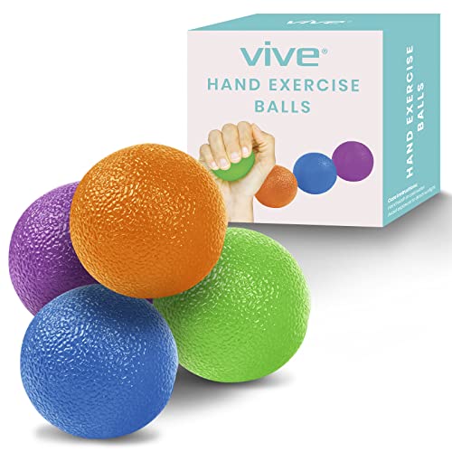 Vive Hand Therapy Squeeze Balls – Grip Strengthener & Exercise Set for Fingers, Wrists & Forearms (Arthritis, Carpal Tunnel, Stress Relief, Rehab Video App Included)