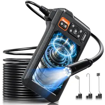 Endoscope Camera with Light, Inspection Borescope Camera with 4.3" IPS Screen, 1920P HD with 8 LED Lights, 16.5FT Semi-Rigid Cord Bore Scope, IP67 Waterproof Endoscope for Sewer, Tools(Orange)