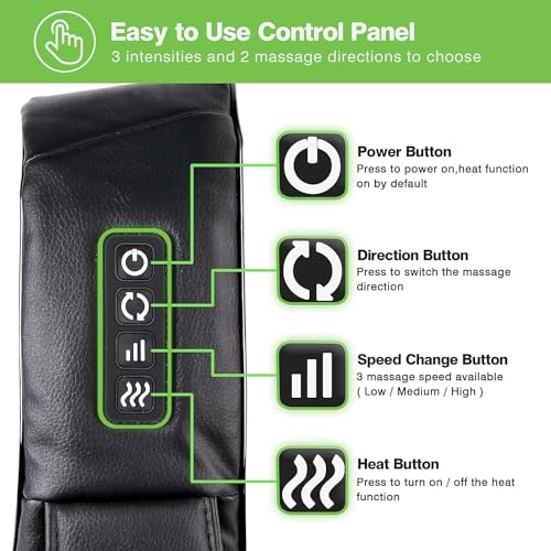 Shiatsu Neck & Shoulder Massager with Heat – 3D Kneading Massage Pillow for Full Body Relaxation, Home, Office & Car Use (Gift for Men & Women)