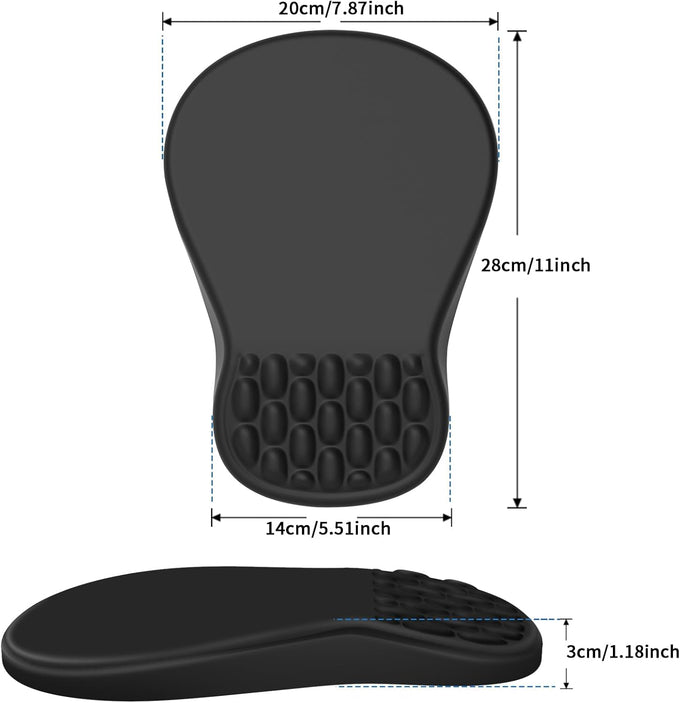YIWEI Ergonomic Mouse Pad with Wrist Support - Gel Memory Foam Mouse Mat for Computer Keyboard & Laptop - Non-Slip Base, Pain Relief for Home Office & Gaming - Black