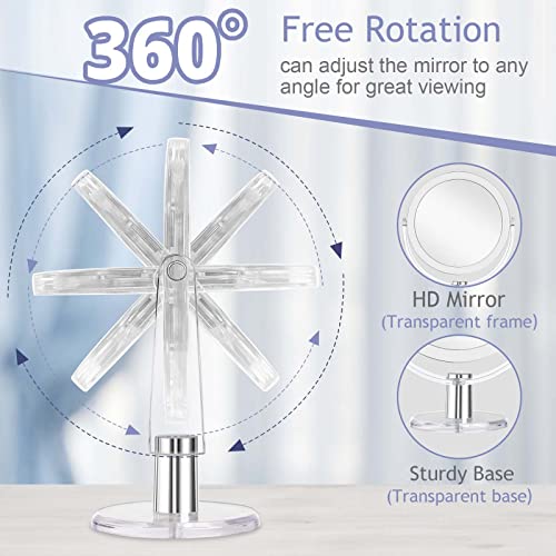 Vanity Makeup Mirror with Stand, 1X/15X Magnification Double Sided 360 Degree Swivel, Portable Table Desk Counter top Magnifying Mirror, Tabletop Mirror for Bedroom or Dorm Room, 6.25 Inch