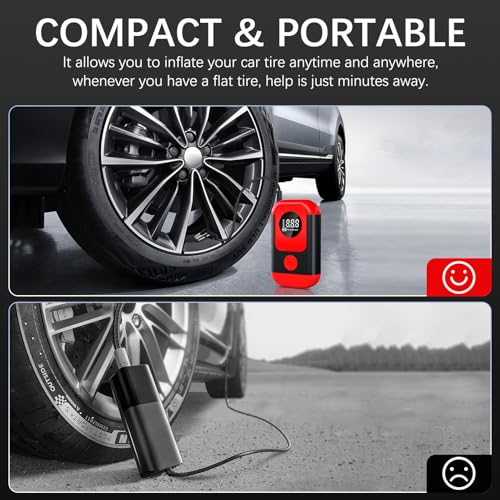 ApexNexus Tire Inflator Portable Air Compressor & Car Jump Starter, Cordless Air Pump with LED Light & Pressure Gauge for Auto,Motorcycles,Bikes,Balls.