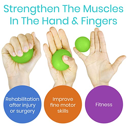 Vive Hand Therapy Squeeze Balls – Grip Strengthener & Exercise Set for Fingers, Wrists & Forearms (Arthritis, Carpal Tunnel, Stress Relief, Rehab Video App Included)