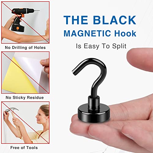 LOVIMAG Magnetic Hooks, 12 Pack 30lbs+ Magnet Hook 2026 Cruise Cabin Ship Essentials Heavy Duty Strong Magnets Refrigerator Fridge Hanging for Classroom Beach Vacation Kitchen Grills (Black)