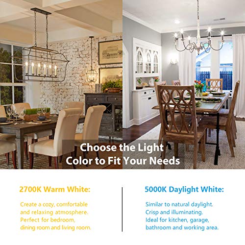 12-Pack Dimmable E12 LED Candelabra Bulbs 60W Equivalent, 2700K Soft Warm White, 600 Lumens B11 Candle Base 6W C35 LED Filament Vintage Light Bulbs, Clear Glass for Chandelier Ceiling Fan High CRI 90+