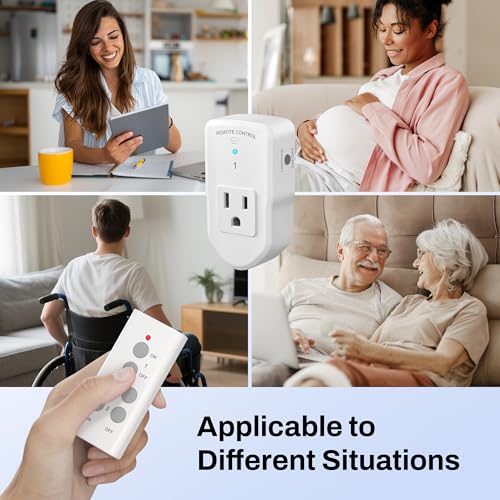 BN-LINK Wireless Remote Control Outlet Electrical Switch for Lights, Fans, Christmas Lights, Small Appliance, 100ft Long Range White (Learning Code, 3Rx-2Tx) 1200W/10A, ETL & FCC Certified