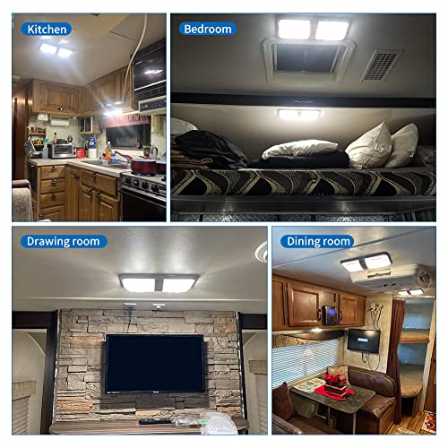 RVZONE 12V Led RV Ceiling 1100 Lumen Double Dome Light | RV Interior Lighting Fixture with ON/Off Switch for RV Trailer Camper Truck Van Boat Car (5 Pack Natural White 4000-4500K)
