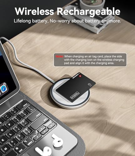 Ultrbeka Ultra-Thin Wallet Tracker Card 0.094in IP68 Waterproof Bluetooth Tracker for Wallets, Passport, Work with Apple Find My, Wireless Charging, Card Locator [Apple MFi Certified] iOS Only