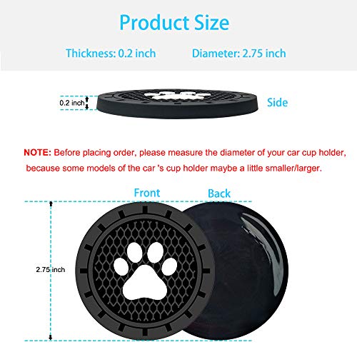 BukNikis Car Cup Holder Coasters-Car Interior Accessories 2.75 inch Silicone Anti Slip Cute Dog Paw Car Coaster -Universal (Pack of 2)