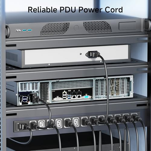 Cable Matters 2-Pack Computer to PDU Power Extension Cord - 6ft, IEC C14 to IEC C13 PDU Power Cord, 10A, 18AWG, Black