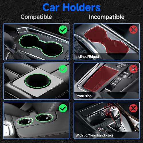 DYLEN Car Cup Holder Expander, Cup Holder Extender Adapter for Car with Expandable Base, Fits Yeti 20/26/30/46oz, Hydroflask 32/40oz, Large Water Bottles in 2.8"-4.2" (16-46oz)