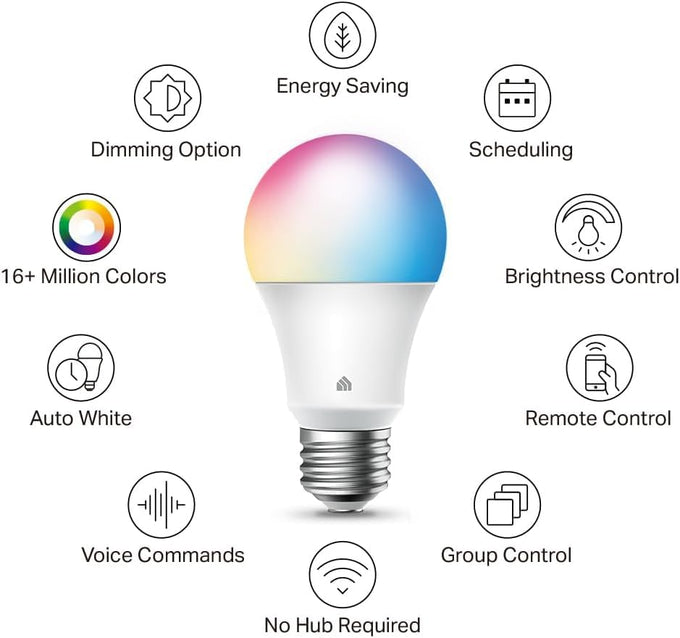 Kasa Smart Light Bulbs, Full Color Changing Dimmable Smart WiFi Bulbs Compatible with Alexa and Google Home, A19, 9W 800 Lumens,2.4Ghz only, No Hub Required, 4 Count (Pack of 1), Multicolor (KL125P4)