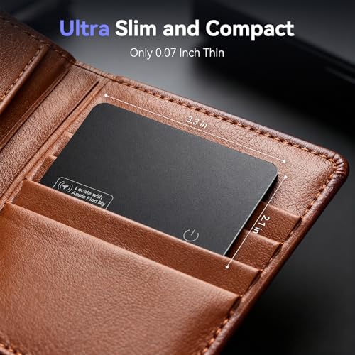 Wallet Tracker Card (iOS only), 0.07in Slim Tracking Card, IP68 Waterproof Bluetooth Tracker for Apple Find My, Wireless Charging Item Locator for Purse, Passports [Apple MFi Certified]