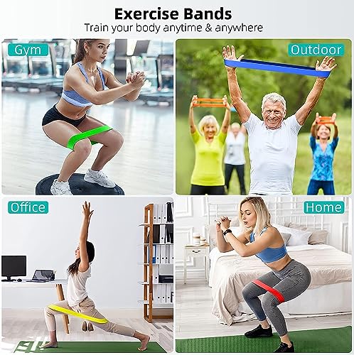 Resistance Bands for Working Out, 5-Pack Elastic Exercise Bands for Strength Training, Stretching, Workout; Home Gym Equipment for Women Men, Pilates Yoga Physical Therapy, Leg Glute Arm Exercise Kit