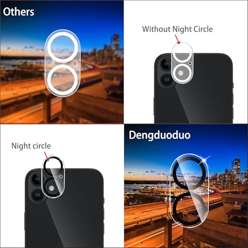Camera Lens Protector for iPhone 16 and 16 Plus 3 Pack, Tempered Glass, Ultra HD, 9H Hardness, Anti-Scratch, Case Friendly, Easy to Install [No Affect on Night Shots]
