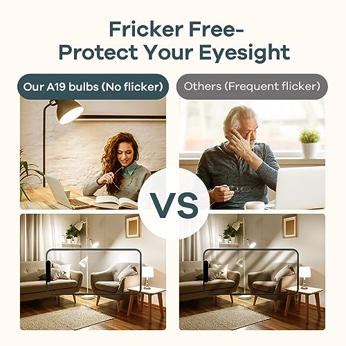 Linkind A19 LED Light Bulb, 60W Equivalent, 2700K Soft White Light Bulbs, 800 Lumens 8.5W Non-Dimmable LED Bulbs, E26 Standard Base, Energy Efficient for Bedroom Home Office, 6 Packs