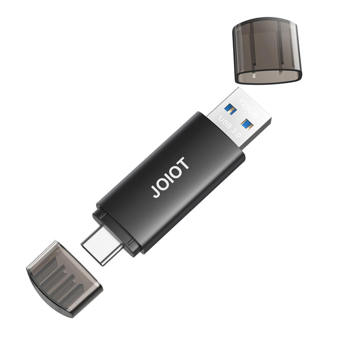 JOIOT 128GB USB C Flash Drive Dual USB 3.0 Flash Drive Type C + USB A Portable Type-C Flash Drive 2-in-1 USB-C Thumb Drive for Smartphone Tablet Computer Mac iPhone 15 Black