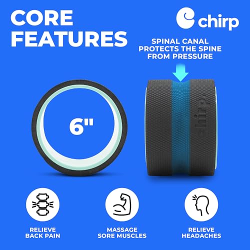 Chirp Wheel Foam Roller – 6” High-Density Muscle Roller for Back & Neck, Trigger Point Therapy, Deep Tissue Massage, Stretching & Exercise, Spine-Friendly, 500 lbs Capacity (Mint)