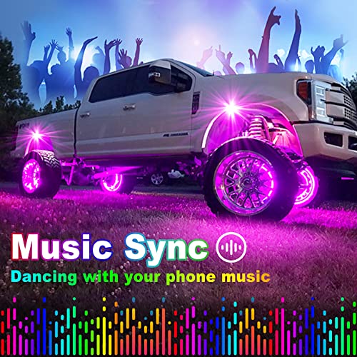 YiLaie Rock Lights for Trucks, 8 Pods RGB LED Rock Lights with APP/Remote Control & Music Mode, High Bright Multilcolor Waterproof IP68 Rock Neon Light Kits for Pickup Off Road RZR SUV ATV UTV Car