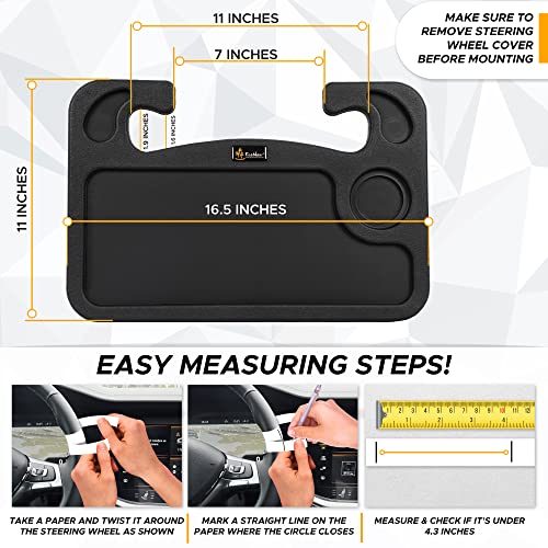 EcoNour 2 in 1 Car Steering Wheel Desk | Tray for Laptop Car Mount with Pen Holder | Desk Console for Car | Food Tray for Eating with Drinks Holder | Multipurpose Travel Car Accessories