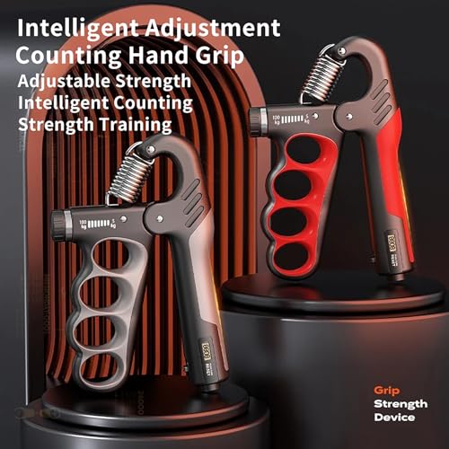 Grip Strength Trainer, Hand Grip Strengthener with Adjustable Resistance 11-220Lbs(5-100KG), Automatic Counter, Ergonomic Design, Forearm Strengthener for Musicians Athletes and Injury Recovery