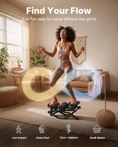 Merach Rocking Steppers for Exercise at Home,3D Motion Stair Stepper with Resistance Bands for Full Body Workout& Low-Impact Balance Board, 330 LBS Loading Capacity Exercise Equipment