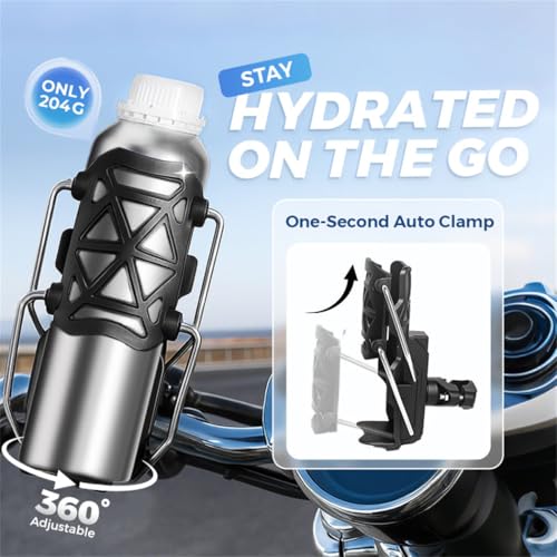 Adaptive Cycling & Motorcycle Cup Holder – Universal Bike/ATV/Boat Drink Mount, 360° Rotation Fit (Black)