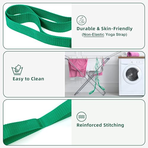 Abiarst Stretching Strap Yoga Straps for Physical Therapy, 10 Loops Non-Elastic Stretch Band for Pilates, Flexibility, Exercise and Gymnastics