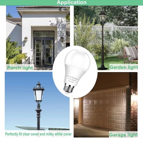 4-Pack Dusk to Dawn LED Bulbs – 10W 5000K Daylight, A19 E26 Outdoor Sensor