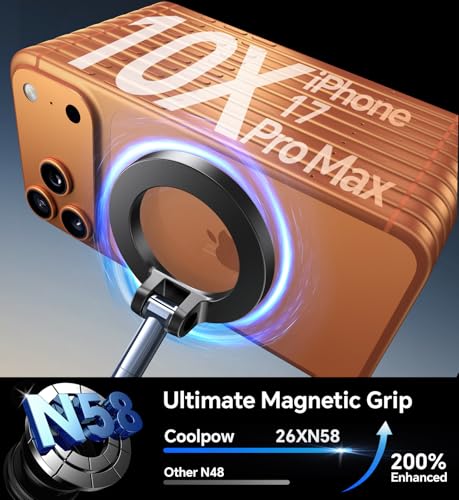 Coolpow【Newest Vacuum Magnetic Phone Holder for Car Phone Holder Mount【Movable Vacuum Suction】Magsafe Car Mount Cell Phone Car Mount Car Accessories for Men Women Carmount for iPhone 17 Pro Max 16 15