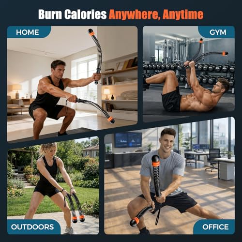 Cordless Battle Ropes with Adjustable Resistance Springs - Weighted Ropeless Battle Rope for Home Gym Exercise, Portable Workout Equipment for Strength Training & Cardio Fitness