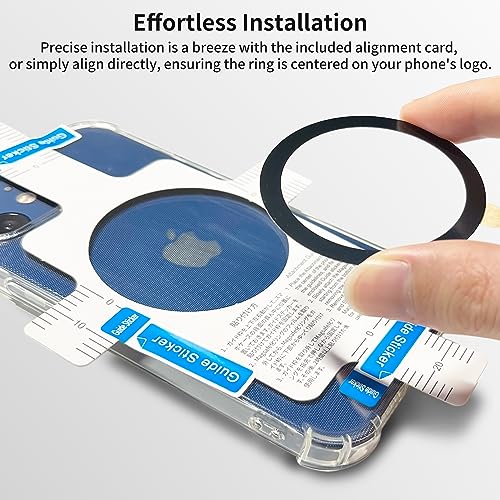 Universal Metal Rings Compatible with Magsafe Sticker,Magnetic Ring for Phone Cases & Wireless Charging, 6 Pack (2 Black,2 White & 2 Silver)