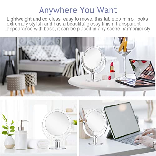 Vanity Makeup Mirror with Stand, 1X/15X Magnification Double Sided 360 Degree Swivel, Portable Table Desk Counter top Magnifying Mirror, Tabletop Mirror for Bedroom or Dorm Room, 6.25 Inch