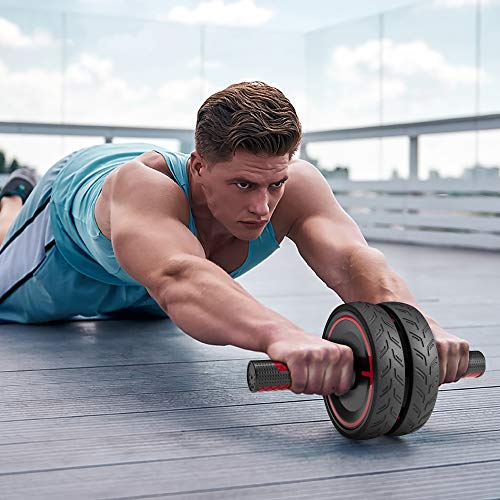 READAEER Ab Roller Wheel, Heavy Duty Workout Equipment for Home Gym, Professional Metal Handle with Rubber Surface Abdominal Exercise Wheel for Strength Training, Ab Wheel with Knee Pad