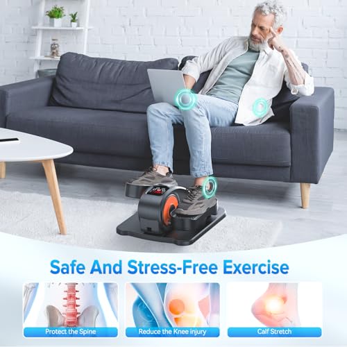 Under Desk Elliptical Machine, Electric Elliptical Leg Exerciser for Seniors Fully Assembled, Quiet & Portable Electric Seated Pedal Exerciser with Remote Control & 12 Adjustable Speeds