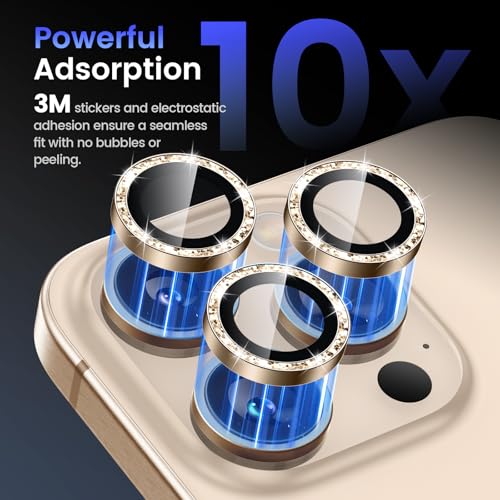 Tensea Camera Lens Protector Compatible for iPhone 16 Pro Max/16 Pro/14 Pro Max/14 Pro, Metal Aluminum Alloy Tempered Glass Cover Camera Screen Protector Accessories, Case Friendly