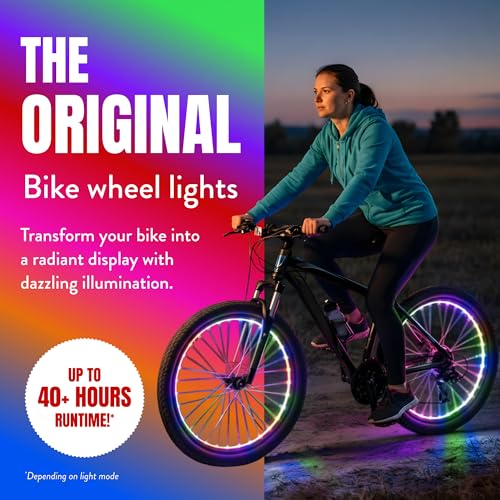 Activ Life 2-Tire Pack LED Bike Wheel Lights with Batteries Included, Get 100% Brighter and Visible from All Angles for Ultimate Safety and Style