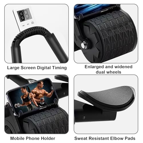2026 New Ab Roller Wheel with Knee Mat &Timer, Automatic Rebound Abdominal Wheel, Ab Abdominal Exercise Roller with Elbow Support, Abs Workout Equipment Ab Exercise Roller for Women Men