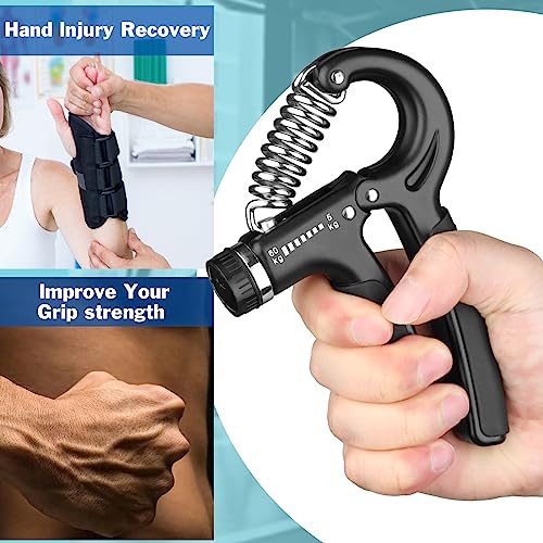 AIXPI Grip Strength Trainer, Hand Grip Exerciser Strengthener with Adjustable Resistance 11-132 Lbs (5-60kg), Forearm Strengthener, Hand Exerciser for Muscle Building and Injury Recover 1 PACK