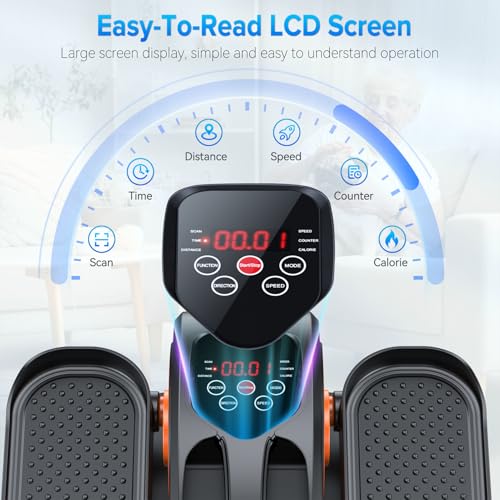 Under Desk Elliptical Machine, Electric Elliptical Leg Exerciser for Seniors Fully Assembled, Quiet & Portable Electric Seated Pedal Exerciser with Remote Control & 12 Adjustable Speeds