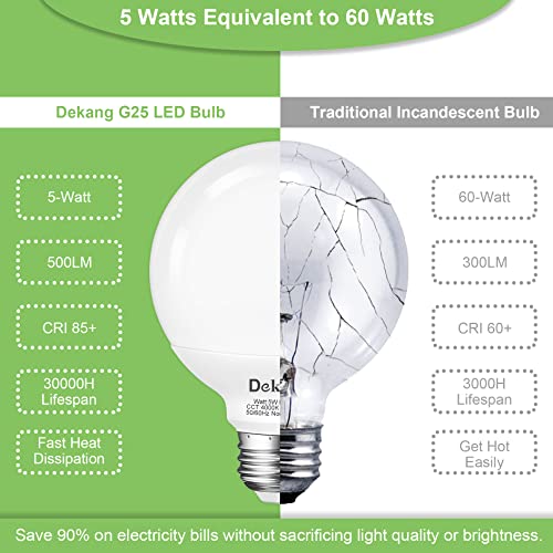 8-Pack LED Vanity Bulbs 5W 4000K Natural Daylight, E26 Base, 60W Incandescent Equivalent, 500LM, Non-Dimmable