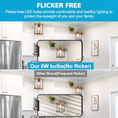 Ascher 60W Equivalent LED Filament Light Bulbs – Warm White 2700K, E26 A19, Pack of 6, Non-Dimmable