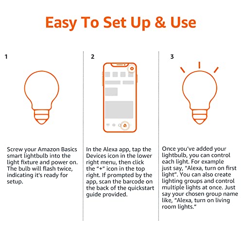 Basics Smart A19 LED Light Bulb, Color Changing, 9W (60W Equivalent), 800LM, Works with Alexa Only, WiFi 2.4 GHz, No Hub Required, Mood Lighting, Energy Efficient, 1-Pack