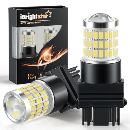 iBrightstar 3157 LED Bulb White, 4157 3156 LED Reverse Light Bulbs Super Bright for Tail Brake Lights Backup Lights Turn Signal Lights, 2 Pack