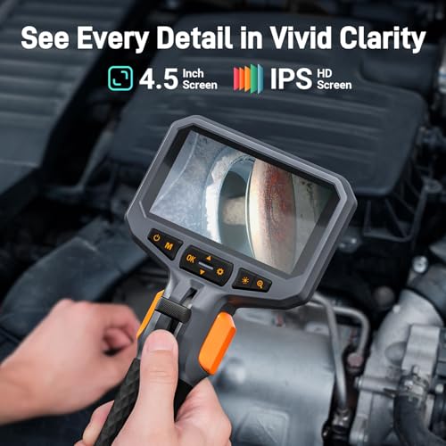 Teslong Two-Way Articulating Borescope with Light, Industrial Endoscope Inspection Camera with Articulated Probe, Flexible Mechanic Fiber Optic Snake Scope Cam for Wall Automotive Engine Inspect-5FT
