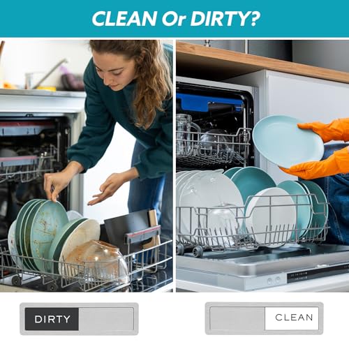 Dishwasher Magnet Clean Dirty Sign, Strong Magnet Non-Scratch Clean Dirty Magnet for Dishwasher, Easy to Read & Slide