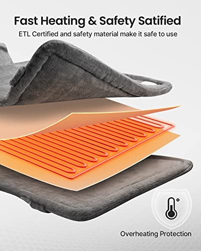 RENPHO Electric Heating Pad for Back, Electric Heat pad for Neck and Shoulders, FSA Eligible & HSA Store, 24"x33" Gray