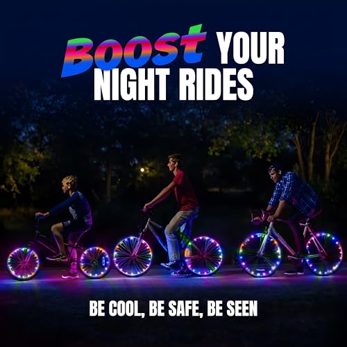 Activ Life 2-Tire Pack LED Bike Wheel Lights with Batteries Included, Get 100% Brighter and Visible from All Angles for Ultimate Safety and Style